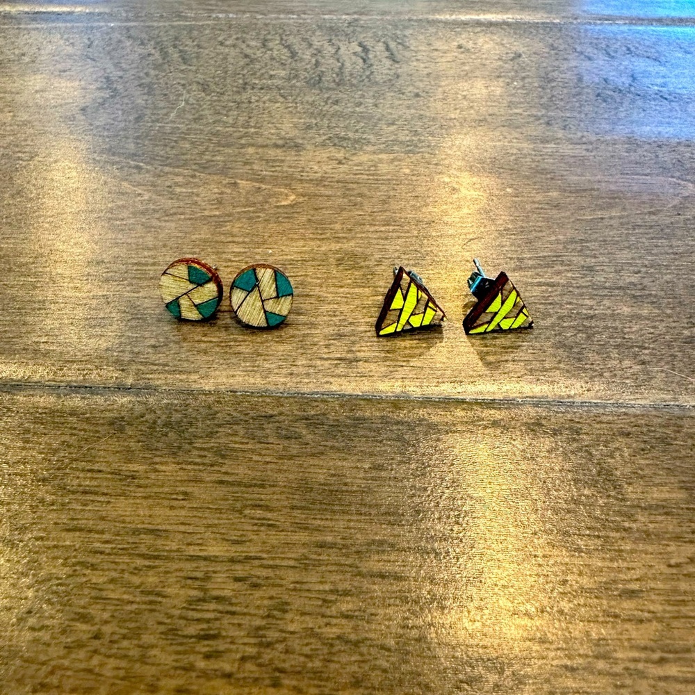 Handmade Wooden Post earrings